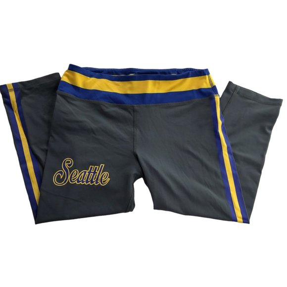 Seattle Mariner's Leggings Crop Spandex Gray Yellow Blue Stripes Elastic Small - Picture 5 of 13